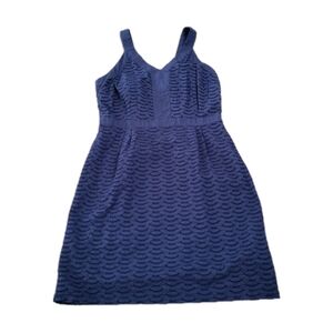 Old Navy Eyelet Sun Dress V-Neck 100% Cotton Navy Blue Size 8 Sleeveless Lined